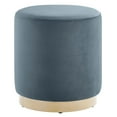 thumbnail image 2 of Tilden 16" Round Performance Velvet Upholstered Ottoman in Cadet Blue Natural, 2 of 8