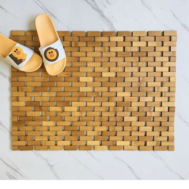 Alfombra de baño de madera ecológica • Alfombra de listones 100 % madera • Alfombra de baño de madera antideslizante • Alfombra de madera auténtica