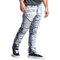 thumbnail image 4 of Victorious Men's Distressed Wash Slim Fit Moto Pants Biker Jeans - Ice - 38/32, 4 of 4