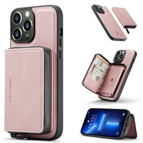 Nalacover for iPhone 16 Pro Zipper Wallet Case, Magnetic Phone Case, Shockproof PU Leather Detachable Card Slots Holder Cash Pocket Purse Cover with Flip Kickstand for iPhone 16 Pro, Pink