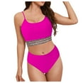 thumbnail image 3 of Linfrsh Womens Sexy Bikini Sets Two Piece Cheeky Swimsuits Cute Cutout String Bathing Suits Hot Pink,M, 3 of 7