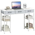 thumbnail image 2 of HOMCOM 47" Small Writing Desk, Computer Desk with Fabric Drawers, Home Office Desk with Adjustable Shelves, Computer Table for Small Spaces, White, 2 of 9