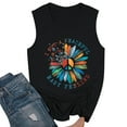 thumbnail image 7 of T Shirts for Women Trendy Sunflower Graphic Tees Navy Sleeveless Peace Sign Loose Tank Tops Black Oversized Blouses L, 7 of 7