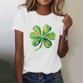 thumbnail image 2 of Womens St Patricks Day T Shirt Artistic Shamrock Graphic Tees Short Sleeve Black Tops Painted Clover Casual Blouse, 2 of 6