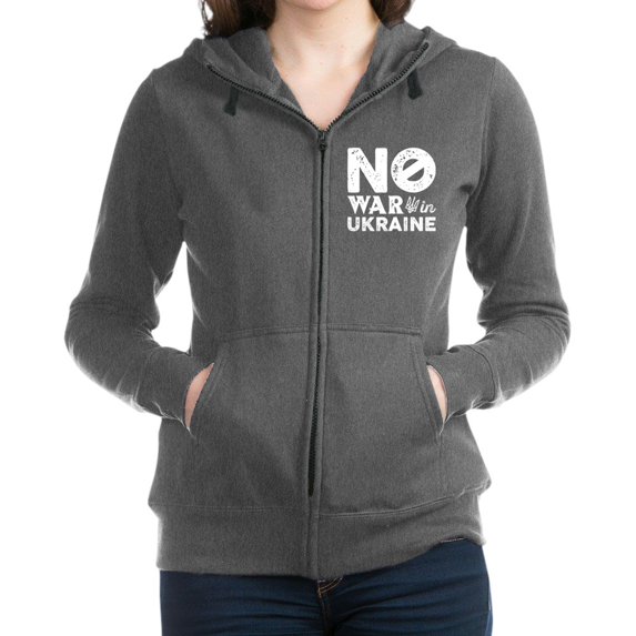 CafePress - No War In Ukraine Women's Zip Up Hoodie - Women's Zip Hoodie