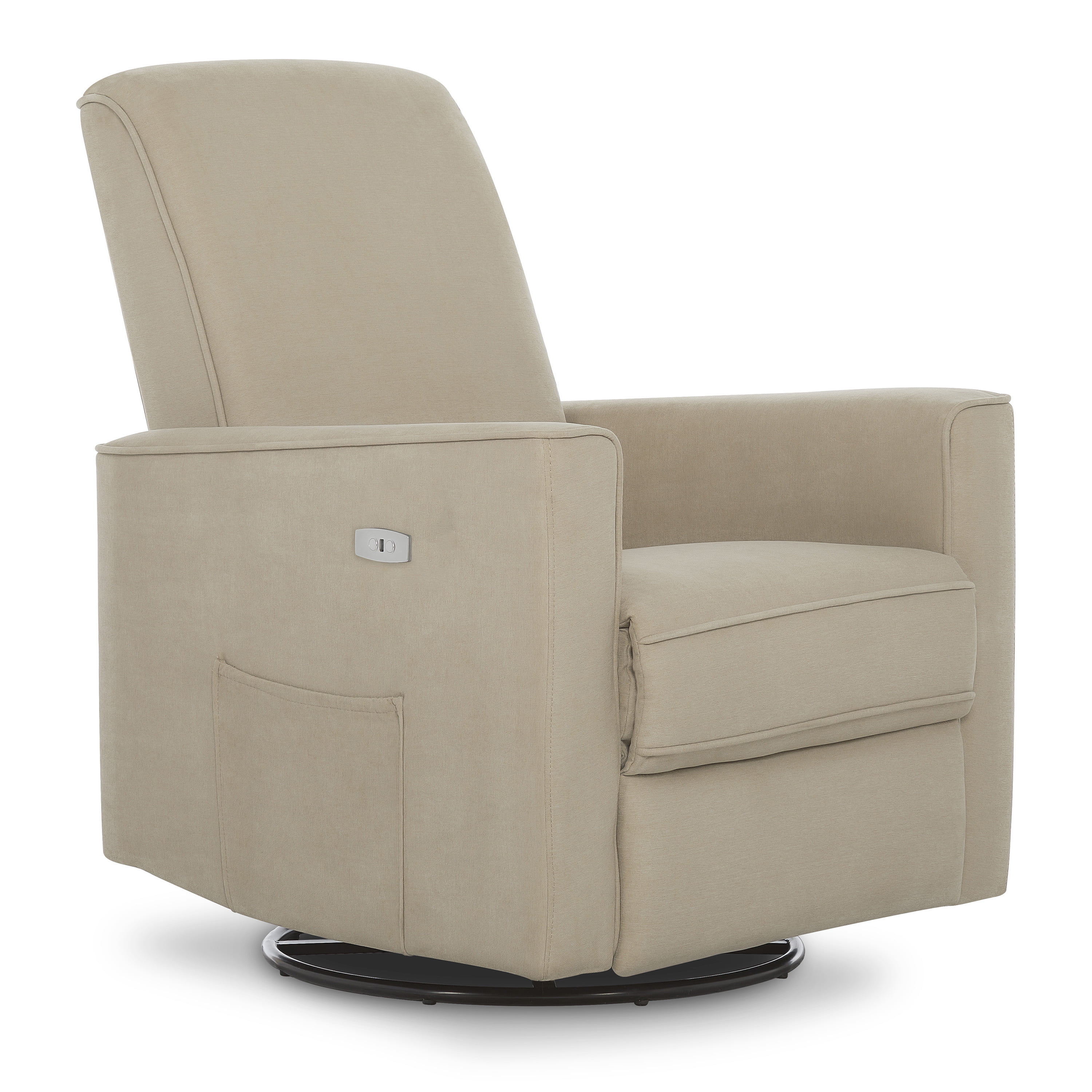 Evolur Harlow Deluxe Upholstered Plush Seating Glider Swivel, Power Recliner with USB Port, Greenguard Gold Certified, Glider Chair for Nursery, Fawn