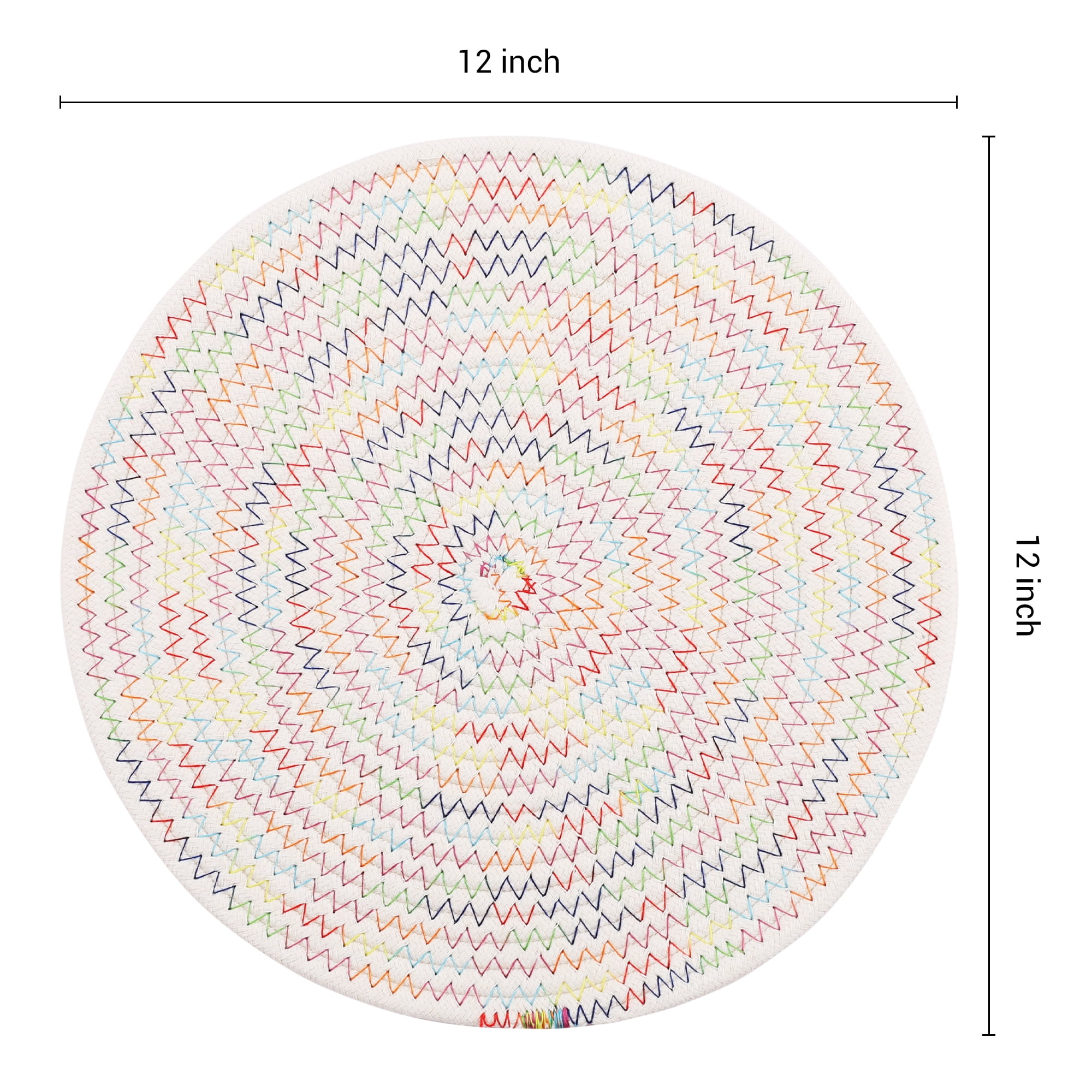 Unique Bargains Placemats Set of 4 Cotton Round Placemats for Dining Table Colorful