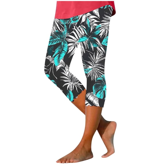 Trendy Yoga Capri Leggings for Women Printed Slim Leg Workout Scalloped Capris Pants Stretchy Gym Clothes Green, 2XL
