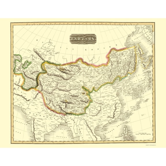 Historic Map - Tartary Region - Thomson 1814 - Vintage Wall Art