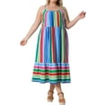 thumbnail image 2 of Agnes Orinda Women's Plus Size Striped Dress Adjustable Straps Summer Beach Maxi Cami Sundress 4X Green Red, 2 of 5