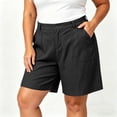 thumbnail image 2 of Achuyrbd Womens Plus Size Casual Shorts, Front Button Loose Fit Lightweight Summer Shorts with Pockets, 2 of 7