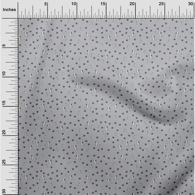 oneOone Viscose Chiffon Fabric Paw & Dalmatian Dog Print Sewing Fabric BTY 42 Inch Wide