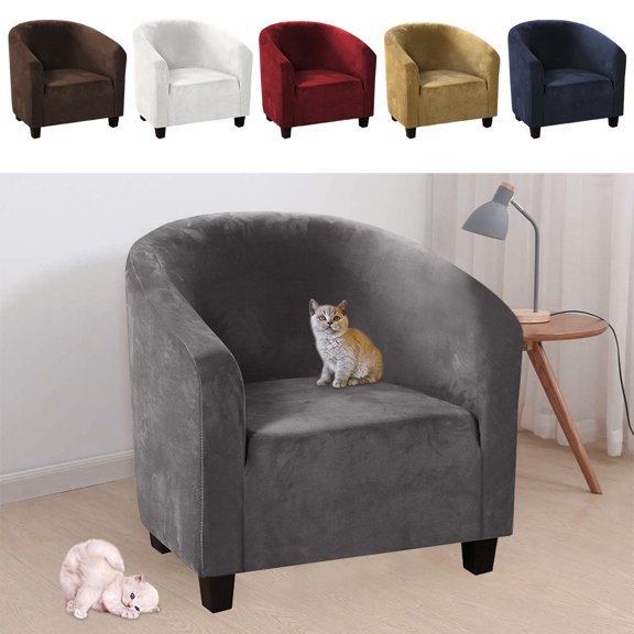 HOTBEST Velvet Tub Chair Slipcover High Stretch Club Chair Cover Sofa Couch Cover for Living Room