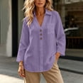 thumbnail image 1 of Neewe Womens Cotton Linen Solid Lapel Long Sleeves Button Down Shirt Top Casual Basic Daily Blouse, 1 of 8