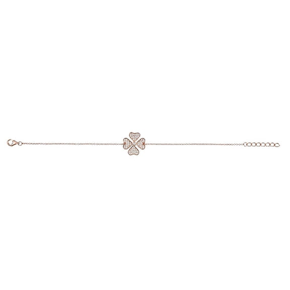 Decadence Sterling Silver Rose Clover Bracelet
