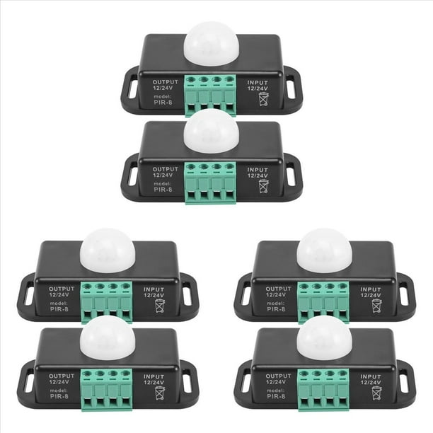 Interruptor de Sensor de Movimiento, Controlador de Interruptor LED con Sensor PIR de 12 V 24 V para Tiras de Luz LED Flexibles, Paquete de 6