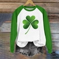 thumbnail image 2 of St. Patricks Day Shirts for Women Shamrock Clover Print Sweatshirt Color Block Raglan Tops Long Sleeve Pullover Teacher St Patricks Day Shirt, 2 of 5