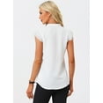 thumbnail image 4 of DARING DIVA Women's V Neck Ruffle Short Sleeve Top Blouse M White, 4 of 6