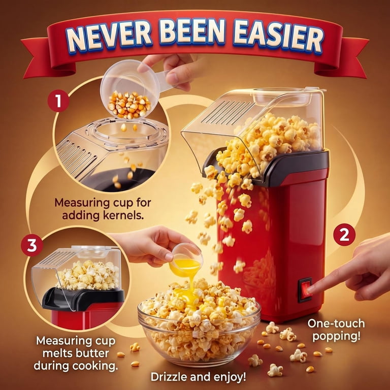 Ambler 1200W Electric Hot Air Popcorn Maker photo 4