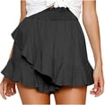 thumbnail image 2 of Viikei Womens Shorts Clearance Shorts for Women Plus Size Women's Shorts Pull on Fashion Shorts Summer Casual Loose Solid High Waist Ruffles Short, 2 of 8