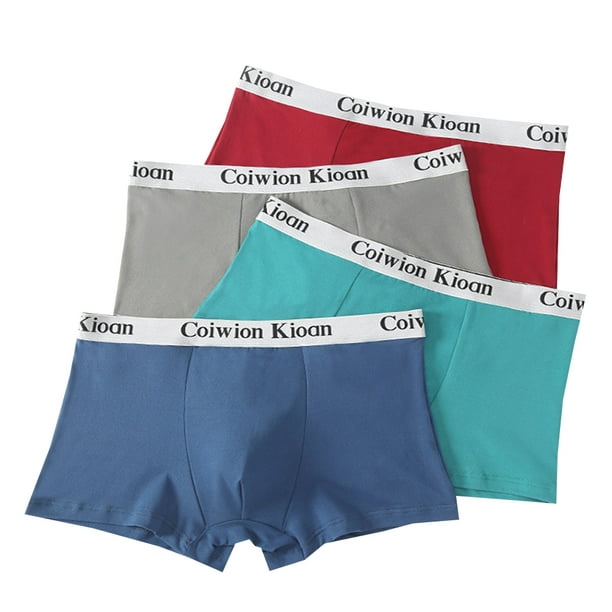 4 Pcs/set Men Boxer Briefs Cotton Graphene Breathable Concave-convex Solid  Color Boxer Shorts 