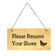 thumbnail image 1 of Placa de puerta de madera para colgar en la puerta, "Por favor, quítese los zapatos", ideal para cafeterías, tiendas y hogares., 1 of 7