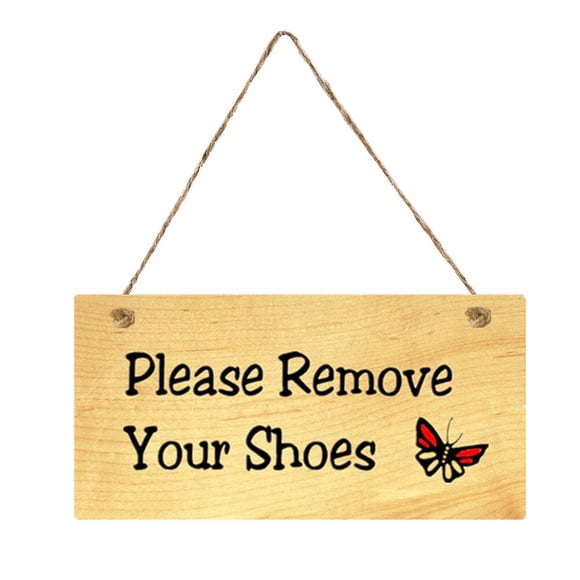 1Pack Remove Your Shoes Sign Rectangular 20 x 10 x 0.5 Cm Multi Color Hanging Decoration for Home and Store