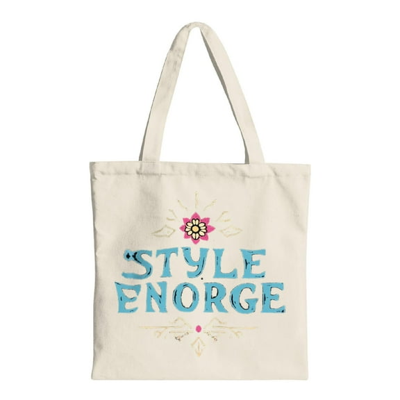 Stylish Cream Canvas Tote Bag with Colorful Pink Flower & Design - Perfect Reusable Shopping Bag for Parties Travel & Everyday Use