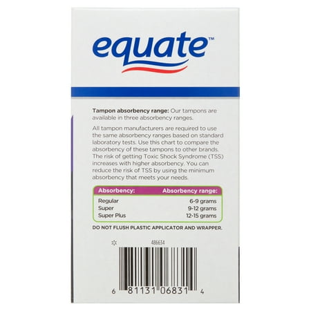 Equate Tampons with Plastic Applicators, Unscented, Super Plus (36 Count)