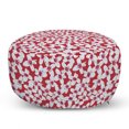 thumbnail image 1 of Floral Pouf Cover with Zipper, Overview of Blooming Flowers with Swift Streaks Tropical Garden Pattern, Soft Decorative Fabric Unstuffed Case, 30" W X 17.3" L, Dark Pink and Pale Grey, by Ambesonne, 1 of 5