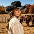 thumbnail image 2 of Valora Classic Cowboy Hat Western Style Wide Brim Outdoor Sun Fashion For Men Women Black, 2 of 4