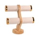 thumbnail image 2 of Organizador de joyas con base de madera y soporte para pulseras y relojes de 2 niveles Beige, 2 of 9
