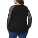 thumbnail image 3 of Blusas T-Shirts de Mujer Plus Size Agnes Orinda con Encaje, Cuello Redondo, Manga Larga, Casual, Sueltas, 3X, Negro, 3 of 6
