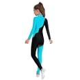 thumbnail image 5 of iixpin Girls' Gymnastics Leotards Sports Activewear Full Body Long Sleeve Unitard Catsuit Athletic Dance Bodysuit Light Blue 8, 5 of 6