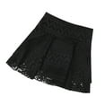 thumbnail image 6 of XIAQUJ Women Plus Size Bottom Running Swimwear Tankini Swim Beach Double Lace Crochet Skirted Mid Waist Bikini Bottom Swimsuit Short Skirt Black XXXXXL, 6 of 8