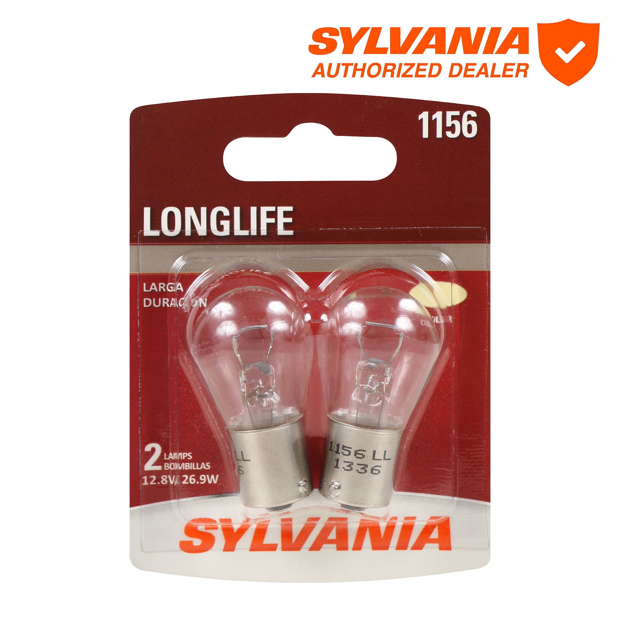 (2 pack) Sylvania 1156 Long Life Mini Bulb, 2 Pack, Compatible with Multiple Cars