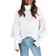 thumbnail image 1 of Gibobby SuéTer Mujer Invierno de cuello para mujer, manga larga de murciélago, dobladillo asimétrico, suéter informal, tops de punto(Blanco,G), 1 of 5