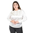 thumbnail image 1 of Blusa Satinada Roman Fashion con Lazo Talla Extra 5101 Blanco, 1 of 6