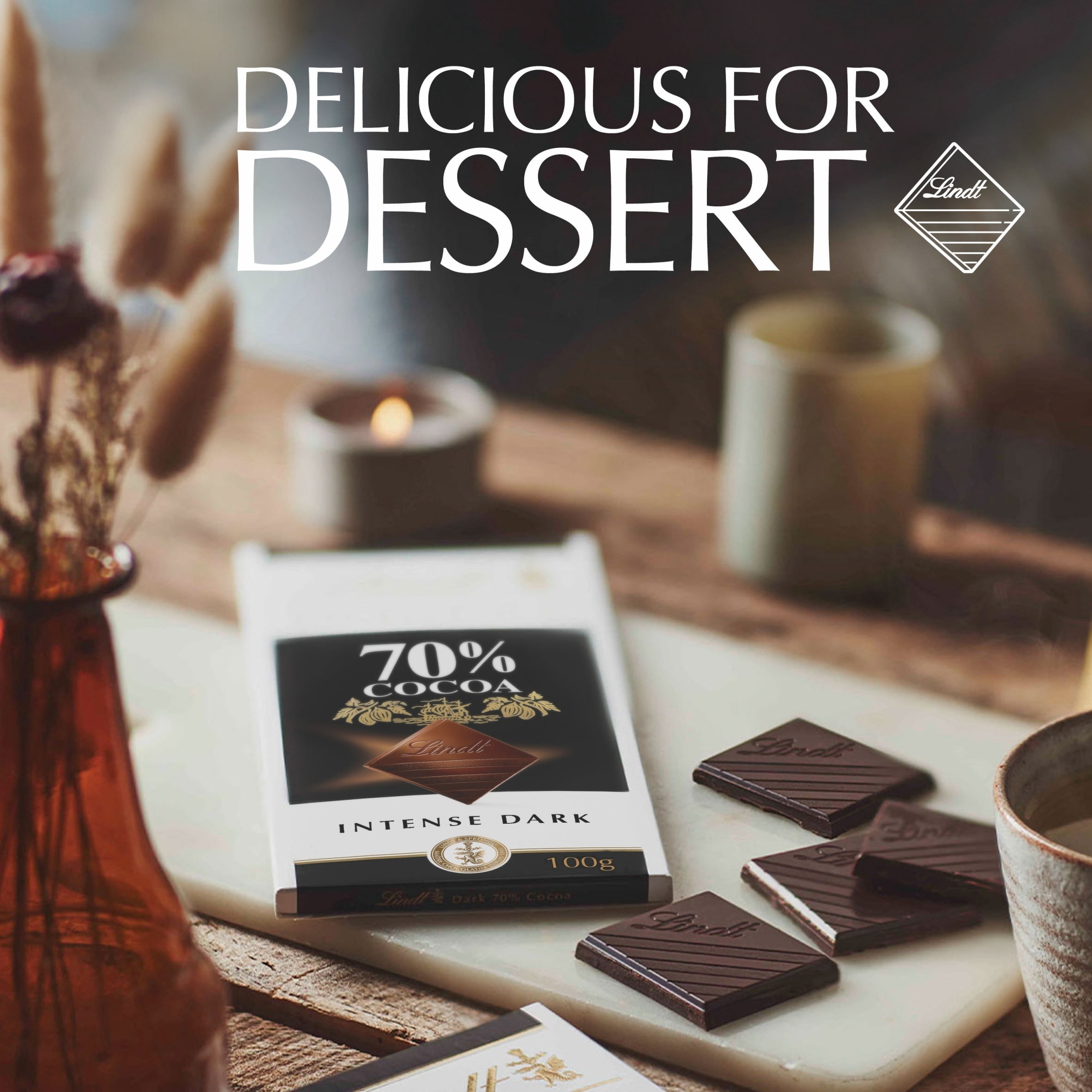 Lindt Excellence Dark Chocolate Bar - 70% Cocoa 100g, Imported from Britain
