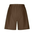 thumbnail image 6 of QATAINLAV Plus Size Linen Shorts for Women Trendy High Waisted Casual Summer Ladies Wide Leg Bermuda Shorts Solid Color Workout Loose Shorts with Pockets Brown XXXL, 6 of 8