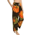 thumbnail image 3 of Cauagu Orange Pumpkin Pajama Pants for Women Loose Fit Wide Leg Trouser Pants Casual Elastic Waist Drawstring Lounge Pants, 3 of 6