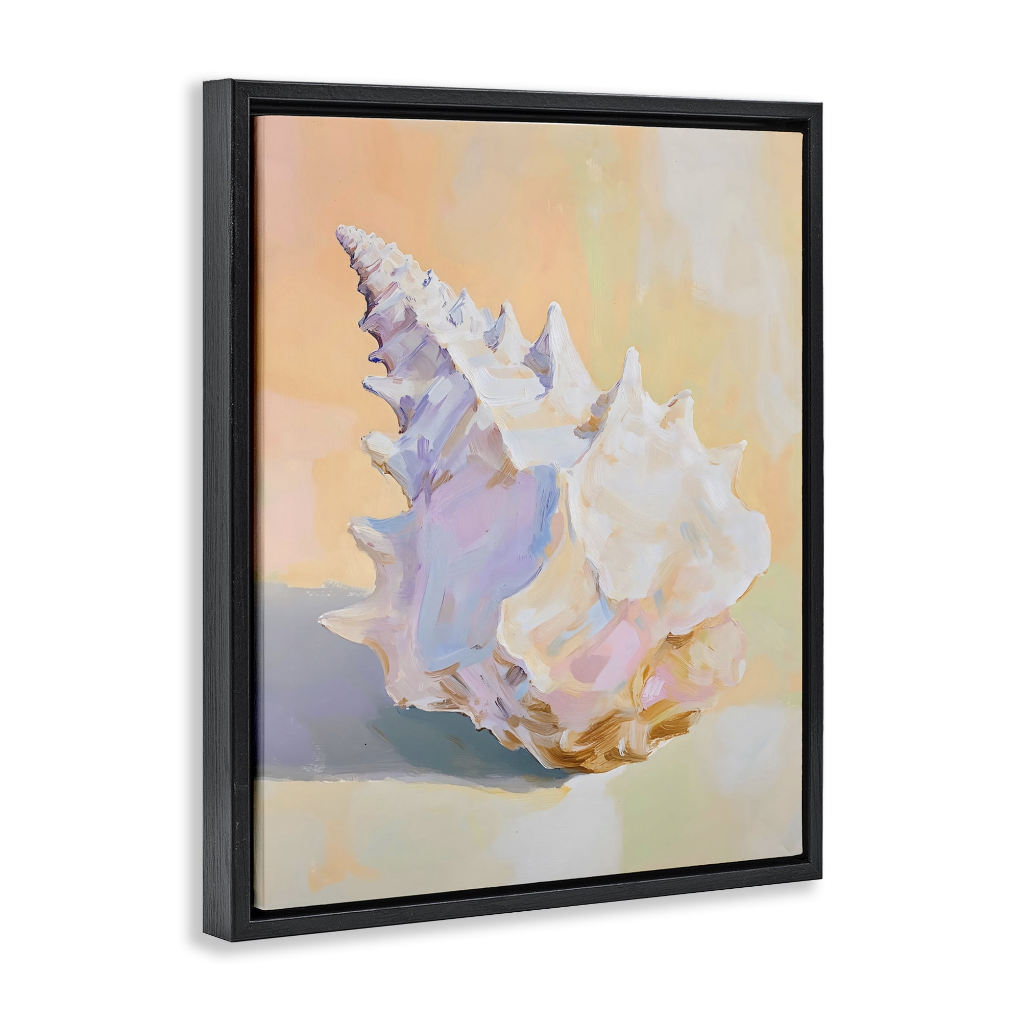 Stupell Industries Vintage Shell in Pastel Light Black Framed Floater Canvas Wall Art, design by The Prints Vibe