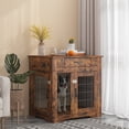 thumbnail image 2 of Highsound 30" Dog Crate Furniture, Wooden Dog Cage End Table with 2 Doors and Drawer for Dog House Indoor Use, Rustic brown, 2 of 8