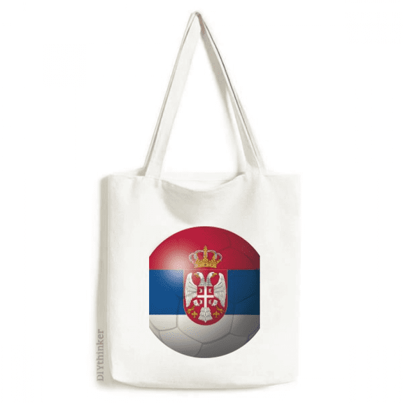 Serbia National Flag Soccer Football Tote Canvas Bag Shopping Satchel Casual Handbag