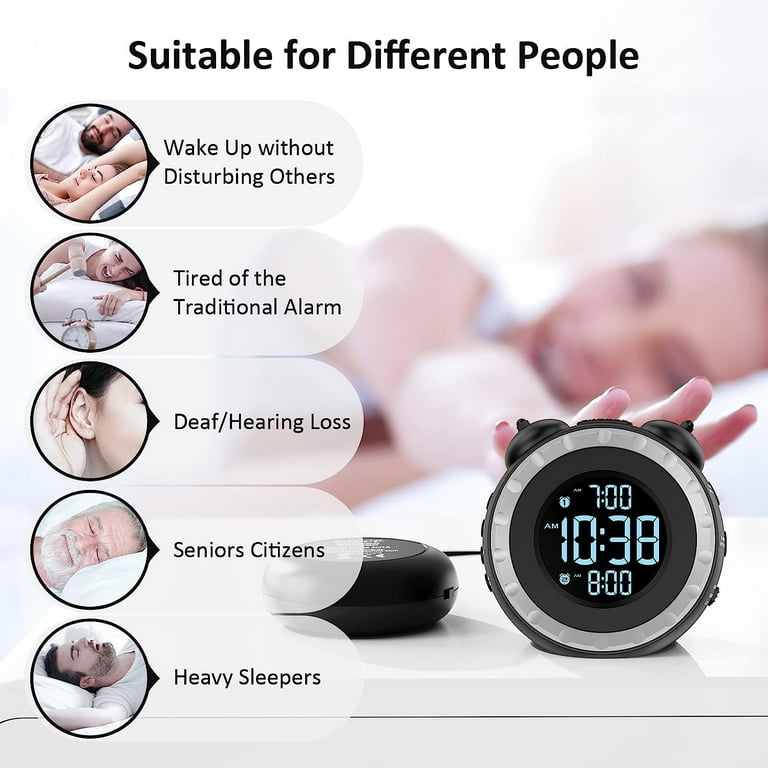 uscce Loud Dual Alarm Clock with Bed Shaker 0 100 Dimmer