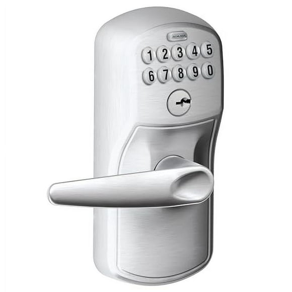 Schlage FE595 PLY 626 JAZ Plymouth Keypad Entry with Flex-Lock and Jazz Style Levers, Brushed Chrome