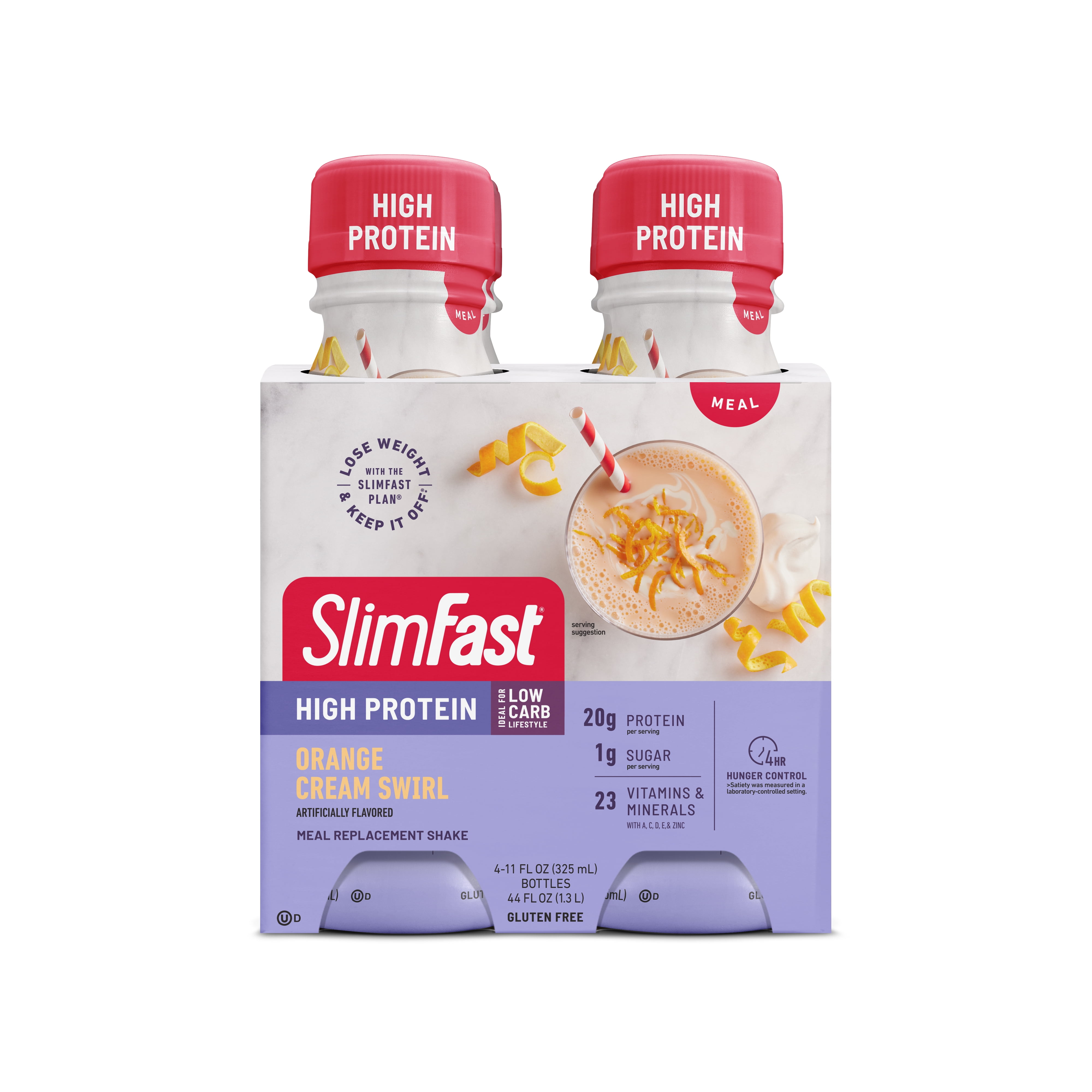 SlimFast High Protein Ready to Drink Meal Replacement Shake, Orange Cream Swirl, 11 fl Oz, 4 Count