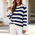 thumbnail image 4 of Fesfesfes Women's Striped Color Block Knit Sweater Round Neck Long Sleeve Soft Warm Cozy Lightweight Casual Pullover Top for Fall Winter Daily Wear, 4 of 6
