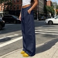 thumbnail image 4 of Khunlpohl Womens Casual Pants Elastic Waist Solid Color Joggers Pant Straight Legs Lightweight Loose Trousers with Pockets, 4 of 5