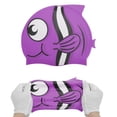 thumbnail image 5 of Unique Bargains 1 Pc Waterproof Cartoon Pattern Swim Cap Purple, 5 of 6